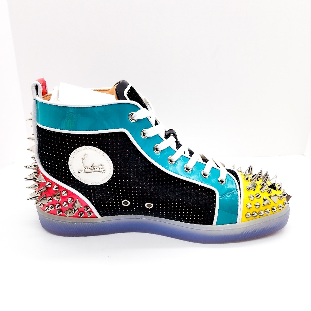 CHRISTIAN LOUBOUTIN Spike MultiColor HighTop Spikes Designer Sneakers Shoes EU43 - Picture 2 of 8